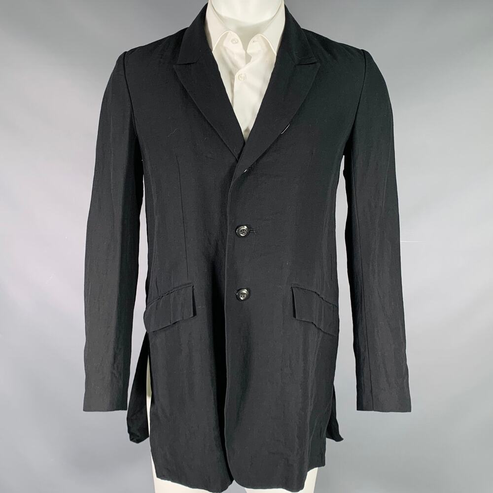 ATTACHMENT Size M Black Wool Linen Peak Lapel Sport Coat